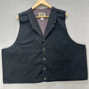 Frontier Classics Mens Black Cotton Canvas Western Cowboy Vest 3XL Notched Lapel